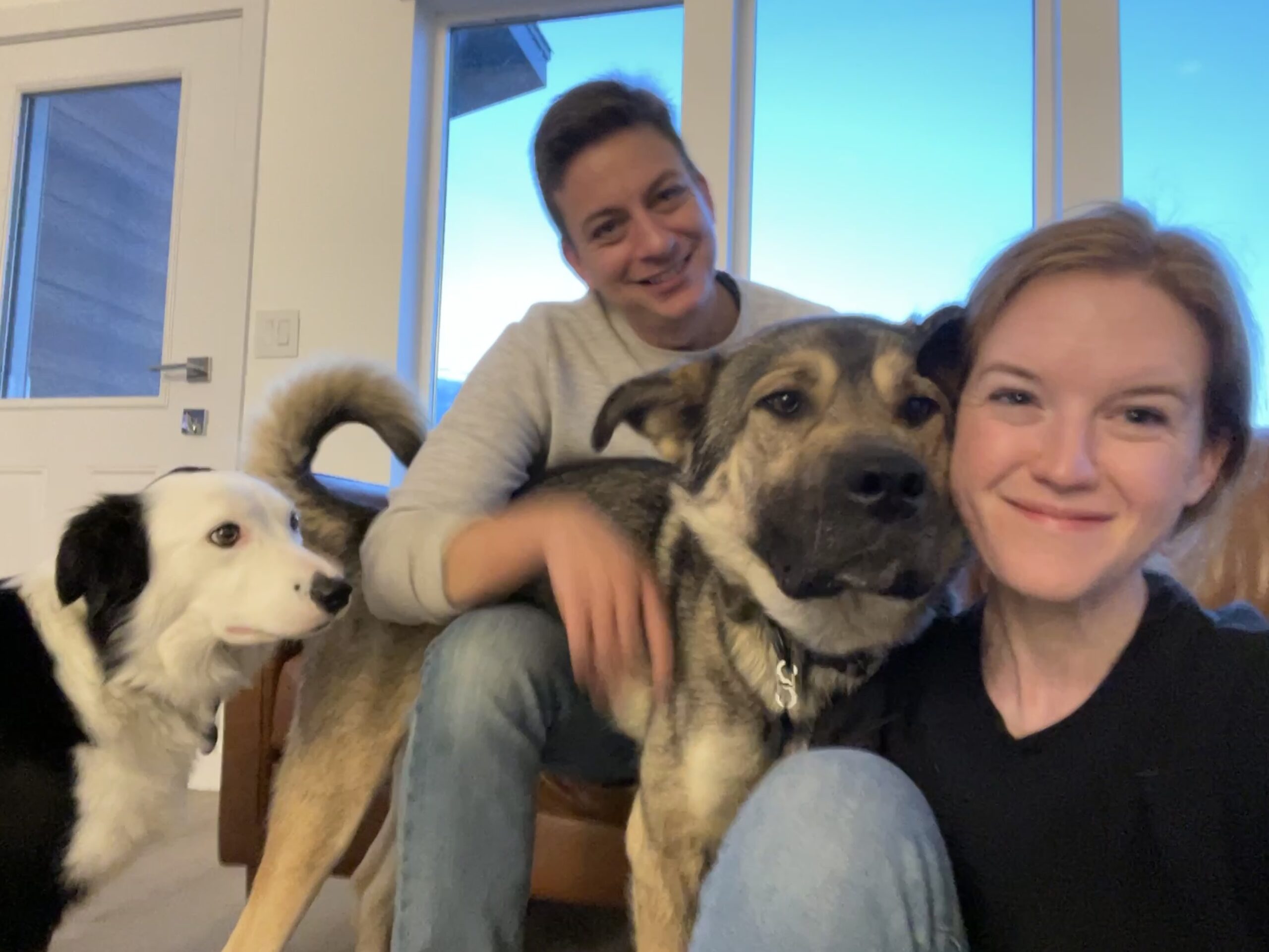 Zak and Bree at home with Chop and Inertia